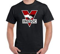 BaohuLDWwde5a INGSOC T-Shirt 1984 Mens George Orwell Fictional Novel English Socialism Tee Black Black XL