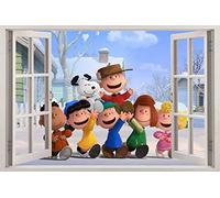 BAOJIAN Adesivi Murali Peanuts Movie Brown 3D Window Decal Wall Sticker Art