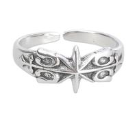 baojielai Anelli esagonali placcati in argento che simboleggiano mistero e potere, accessorio unico per donne, 1,6 cm, metallo, senza pietra preziosa, 1.6cm, Metallo, Nessuna pietra preziosa