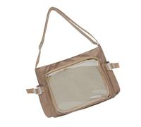 baojielai Elegante borsa a tracolla per college di grande capacità, porta badge trasparente, tracolla ergonomica, pratica borsa in nylon, cachi, as the pic show