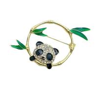 baojielai Elegante spilla a forma di panda in bambù con nuovi disegni cinesi che simboleggiano armonie e fortuna per abiti da donna alla moda, 5*4cm, Metallo, Nessuna pietra preziosa