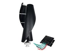 BAOJUHUIKANG 220v,turbina Verticale del Mulino Eolico 16000W 12V 24V 48V 220V, 2 Pale con regolatore di Carica MPPT Adatto per Uso Domestico della Rete (Nero)