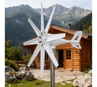 BAOJUHUIKANG 24V, Generatore Eolico a 8 Pale, Piccolo, 100W-14000W 12V/24V/48V, Avvio a Bassa velocità del Vento, per Uso Domestico/RV/Sistema off-Grid 14000W