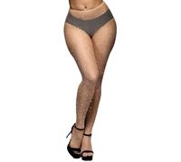 BAOKELAN Calze a rete con strass luccicanti collant a vita alta scava fuori collant per le donne, 1 paio color carne, Etichettalia unica