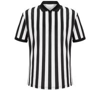 Baokuan Maglia Arbitro Ufficiale a Righe Bianche E Nere Uomo Sportiva, Uniforme Arbitro con Colletto E Cerniera, Costume Professionista