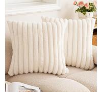 BAOLIZEGAO Set di 2 federe per cuscini in finta pelliccia, 45 x 45 cm, morbide e comode, lussuose, decorative, con cerniera, in peluche a pelo lungo, per divano, camera da letto, colore: bianco crema