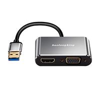 baolongking Adattatore da USB 3.0 a HDMI+VGA con uscita audio, convertitore da USB a HDMI 1080P Supporto uscita sincronizzazione HDMI e VGA per Windows 7/8/10 (NESSUN MAC/Linux/Vista/Chrome)..