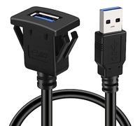 Baolonking, pannello di montaggio a filo con cavo, con presa USB 3.0, supporto per cruscotto, montaggio a incasso, per auto, barca, moto (Single 1M)