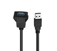 Baolonking, pannello di montaggio a filo con cavo, con presa USB 3.0, supporto per cruscotto, montaggio a incasso, per auto, barca, moto (Single 2M)