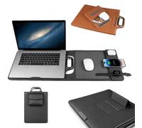 Baomaeyea Borsa per laptop con ricarica wireless, con cavalletto pieghevole | Custodia impermeabile in pelle PU per Mac, alimenta tre gadget contemporaneamente, tasca per mouse rimovibile