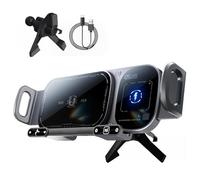 Baomaeyea Supporto rotante per auto con ricarica wireless, 15 W, a doppia bobina, con bloccaggio automatico, rotazione a 360°, anti-vibrazione, per navigare in vivavoce, supporto universale per