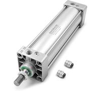 Baomain Cilindro pneumatico SC 63 X 250, PT 3/8, foro 2 1/2 pollici (63 mm), corsa 10 pollici (250 mm), Stelo singolo a doppia azione, stelo filettato M16x1.5, 2 connettori rapidi (SC63-250)