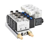 Baomain Collettore elettrovalvole 4 stazioni, 12V DC, valvola pneumatica 5 vie 2 posizioni, 4 elettrovalvole, porta 1/4" PT, include base collettrice e silenziatori, 4V210-08