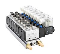 Baomain Collettore elettrovalvole 8 stazioni, 5 vie 2 posizioni, 12V DC, porta 1/4" PT, include base collettrice e silenziatori, 4V210-08