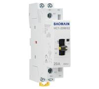 Baomain Contattore manuale per uso domestico 220VAC 20A 2 poli 2NO 50/60Hz Circuito di contattore modulare Controllo manuale/automatico Guida DIN 35mm HC1-20M/02(2NO 20A 220V)