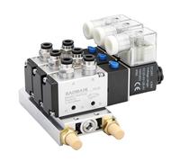 Baomain elettrovalvola pneumatica 4V210-08 DC 24V 3 spazio 2 posizione 5 modo triplo silenziatori raccordi rapidi base set(2 posizioni valvola a 5 vie 3 spazi)