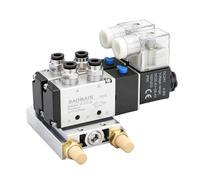 Baomain Elettrovalvola pneumatica da 1/4” 4V210-08 DC 24V 2 posizioni Raccordi rapidi di base con set di silenziatori di base(2 posizioni valvola a 5 vie 2 spazi)