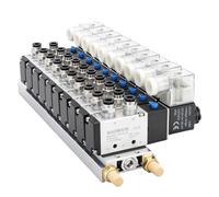 Baomain Manifold integrato a 10 spazi con elettrovalvola 4V210-08 DC 24V PT1/4 2 posizioni 5 vie base Silenziatore Set di raccordi rapidi (2 posizioni valvola a 5 vie 10 spazi)