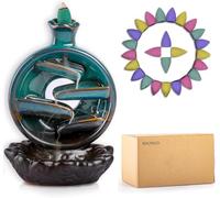 BAONUO Backflow Incense Burner, reflusso affumicato in ceramica, 30 bastoncini di incenso + 100 coni di incenso, cascata per aromaterapia ornamento e decorazione per la casa