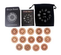 Baoqifong Set Di Rune Delle Streghe - 14 Pezzi Spirituali in Legno | Set di Pietre Runiche Intagliate e Carte | Per Compleanni Dei Compagni Raduni Familiari Amici Meditazione Casa Viaggio Divinazione
