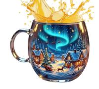 Baoqifong Tazze Natalizie | In Trasparente Decorata Natale | 300ml Contenitori Festivi per Bevande Calde e Fredde Cacao Latte