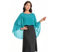 Baoqiya Capelet - Scialli e stole da donna per abiti da sera morbidi, per damigella d'onore, in chiffon, da sposa, Turchese, taglia unica