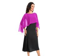 Baoqiya Capelet - Scialli e stole da donna per abiti da sera morbidi, per damigella d'onore, in chiffon, da sposa, Rosa scura., taglia unica