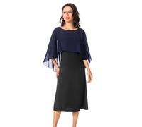 Baoqiya Capelet - Scialli e stole da donna per abiti da sera morbidi, per damigella d'onore, in chiffon, da sposa, Navy, taglia unica