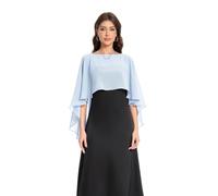 Baoqiya Capelet - Scialli e stole da donna per abiti da sera morbidi, per damigella d'onore, in chiffon, da sposa, Cielo blu, taglia unica