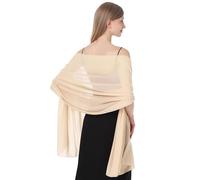 Baoqiya Scialli e involucri da donna per abito da sera in chiffon scialle morbido elegante pashmina da sposa sciarpa da sposa, Champagne, Length(79") * Width(19")