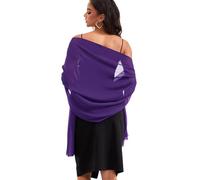 Baoqiya, Sciarpa e scialli da donna per abito da sera in chiffon, scialle morbido elegante, pashmina setosa per matrimonio, sciarpe da sposa, Viola, Length(79") * Width(19")