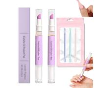 Baorder 2 penne viola per olio per cuticole con 3 spingi cuticole in plastica, penna per cuticole in ceramica, a prova di perdite, design da viaggio, idratante e illuminante, strumento di rimozione