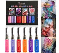 Baorder 6 colori Tinta per capelli temporanea istantanea, lavabile Mascara per capelli brillante Gessetti colorati arcobaleno per ragazze, donne e uomini, trucco fai da te per compleanni e Halloween