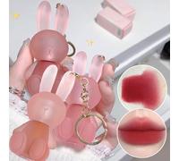 Baorder Set di 3 colori Cute Rabbit Matte Liquid Lipstick Set Velvet Lip Glaze 2 in 1 Portachiavi Gloss Stain, Impermeabile Durevole Non Stick Cup Clay Cute Make Up per ragazze
