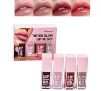 Baorder Set di 4 pezzi di olio per labbra, idratante, trasparente, con grande pennello, idratante, lucidalabbra liquido fruttato, rossetto liquido per labbra per ragazze e donne