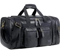 BAOSHA Borsa da Viaggio in Pelle PU Continuare Borsa Weekend per Uomo e Donna Sacco a Sportiva Bagaglio a Mano Duffle da Viaggio per Viaggi, Fine Settimana, Notte HB-21 (Nero)