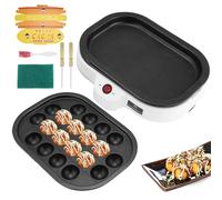 BAOSHISHAN Takoyaki Maker Macchina elettrica per palline di polpo Takoyaki Pan Paniyaram Pan Appam Maker 20 fori per la casa 220 V (20 fori+Bakeware)