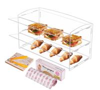 BAOSHISHAN Vetrina per pasticceria in acrilico trasparente, espositore per torte, 51 x 24 x 26 cm a 2 livelli,ciambelle con pinza da portata per torte