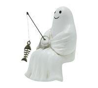 Baosity Decorazione in resina con statuetta di pesca fantasma, artigianato artistico, adorabile statua da giardino, statua per mensola, bar, patio, ufficio,