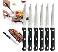 BAOSROY Coltelli da Bistecca,6pcs Coltello da Bistecca Set,Coltelli Bistecca Acciaio Inox,Coltelli Bistecca Seghettato,Coltelli da Tavola,Posate da Bistecca da Cucina,Steak Knives Set for Home Party