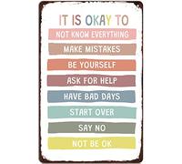 BAOTEG Targa in metallo retrò con scritta in lingua inglese "It is Okay to Not Know Everything" (lingua italiana non garantita), divertente poster motivazionale, per cucina, bar, club, garage