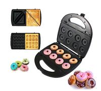 Baotkere Donut Maker, 3 in 1 macchina per panini elettrici waffles, Panini Press Grill Set con 3 piatti antiaderenti rimovibili intercambiabili, 750W tostapane da dessert staccabile