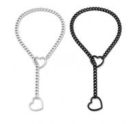 baotongle 2 collane girocollo da donna a forma di cuore | Collana regolabile in rame, stile gotico, punk, per uomini e donne, viaggi, uso quotidiano, feste, colore nero e argento