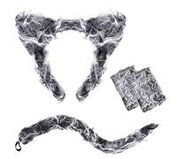 baotongle Set per costume da lupo mannaro, set di cerchietti per capelli lupo coda di lupo per uomo e donna Halloween Carnevale Dress Up Animali Cosplay Set