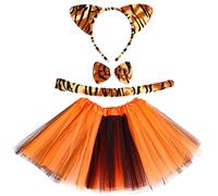 baotongle Tigre Costume Set Fascia Coda Papillon Tutù Gonna Animale Costume Costume Kit Accessori per Halloween Animale Cosplay Compleanno Stage Performance
