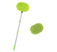 BaotyJie 2 Pezzi Spazzola per Lavaggio Auto Strumento per Lavaggio Guanto in Microfibra Regolabile con Asta Telescopica in Alluminio Adatto per Veicoli