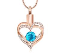 BAOWIQ Collana con urna a forma di cuore per ceneri di cremazione, gioiello commemorativo con pietra portafortuna per moglie, mamma, fidanzata, figlia, regalo per compleanno, San Valentino, festa
