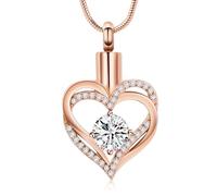 BAOWIQ Collana con urna a forma di cuore per ceneri di cremazione, gioiello commemorativo con pietra portafortuna per moglie, mamma, fidanzata, figlia, regalo per compleanno, San Valentino, festa