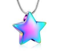BAOWIQI Collana commemorativa con ciondolo a forma di piccola stella per ceneri di cremazione per donna e uomo, in acciaio inox, mini funerale, ricordo per cremazione, gioielli per ceneri, Acciaio
