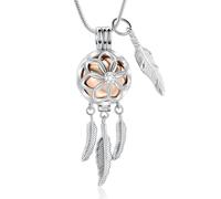 BAOWIQI Collana con ciondolo a forma di acchiappasogni, per ceneri e | Collana commemorativa in acciaio inox, per conservare le ceneri di animali domestici, gatti, cani, con strumento di